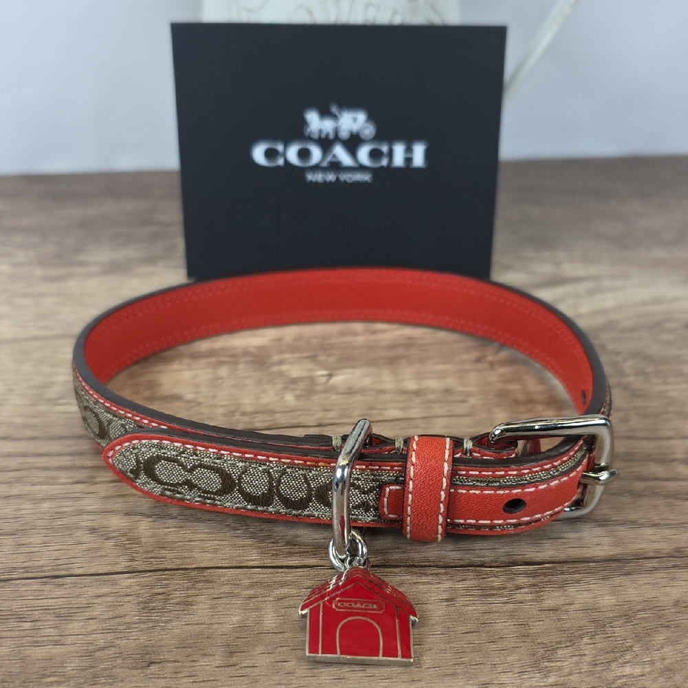Coach 60339 Red and Brown Signature Dog Collar Charm‎